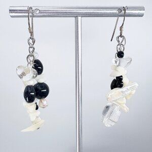 VTG Sterling Silver 925 Multi Gemstone Dangle Earrings Size 2.25" Length